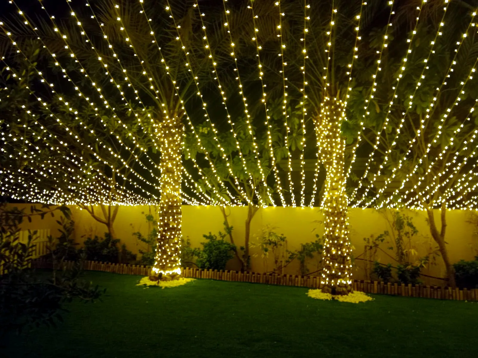 Public promenade string lighting